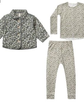 Quincy Mae Quilted Jacket and Rylee and Cru Pajama Set 3-6 months